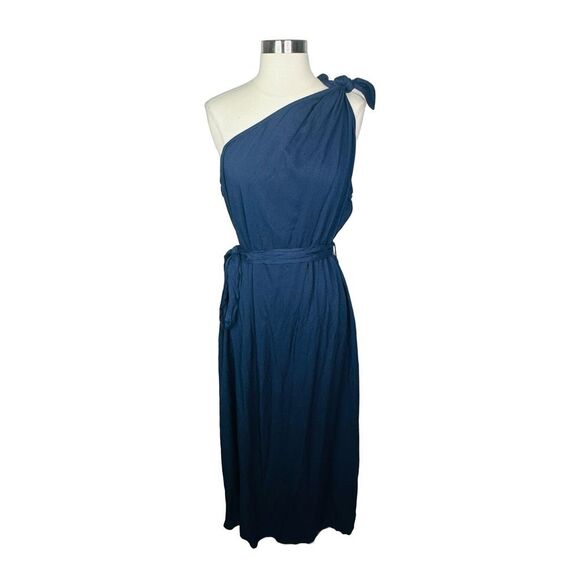 Antonio Melani Navy Blue One Shoulder Midi Dress - Size XL - Picture 2 of 6
